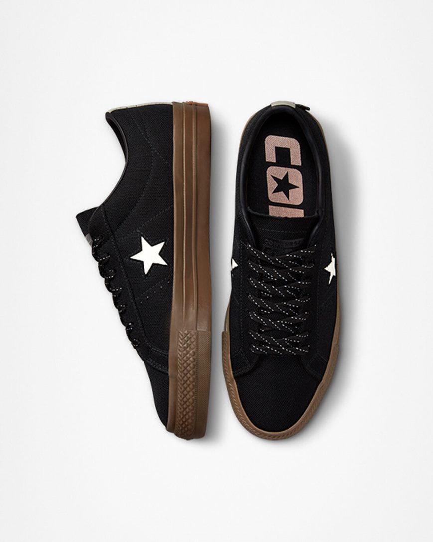 Bascheți Barbati Converse One Star Pro Cordura Panza Negrii Albi | RO FO0VP397